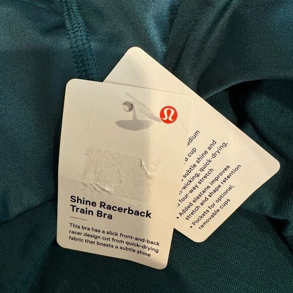 NWT New LULULEMON Shine Racerback Train Bra Storm Teal Green SMTL 10 - Picture 7 of 9